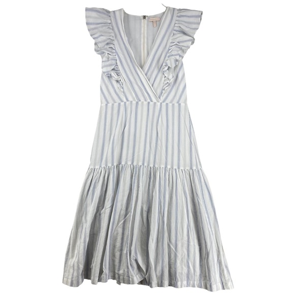 8 REBECCA TAYLOR MIDI STRIPED SUNDRESS RUFFLE FLOUNCE ADULT LADIES 918281d747 - Picture 2 of 15